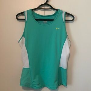 Nike Fit Dry Mint Green & White Mesh Sides Active Athletic Tank Top Size Medium